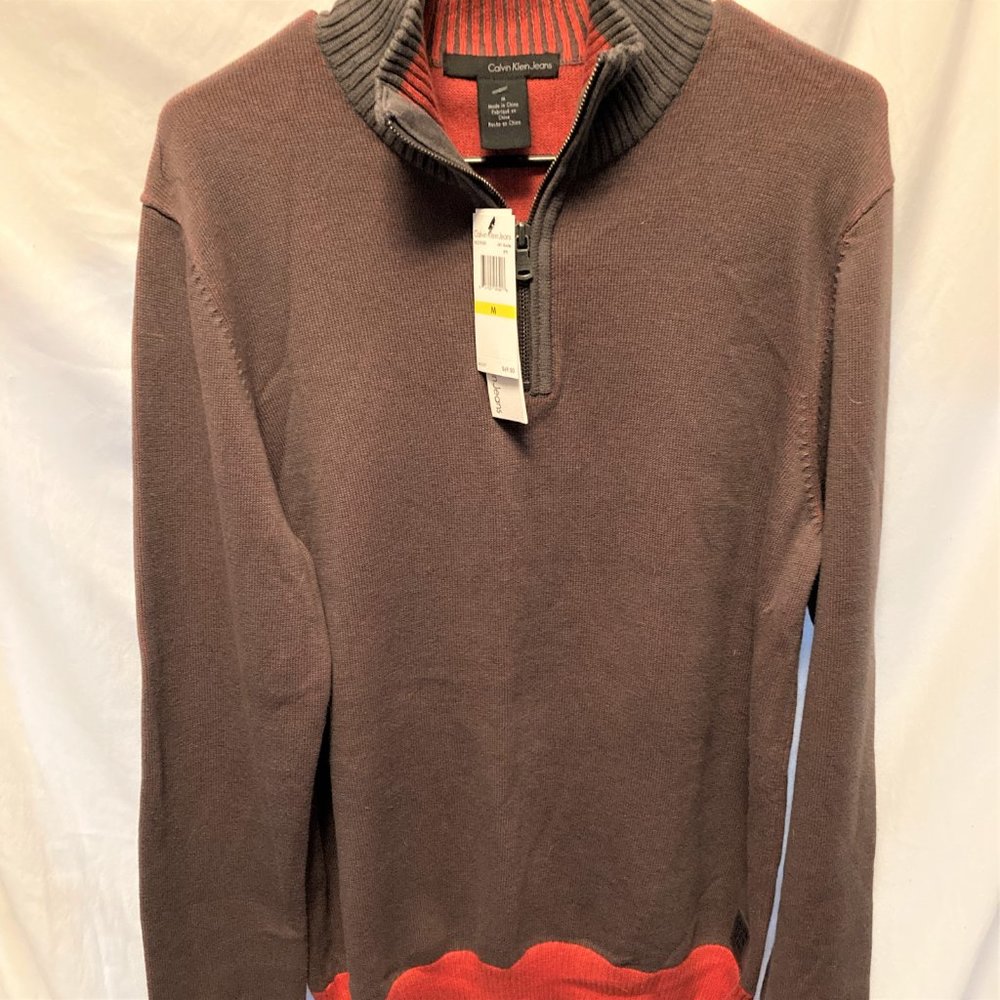 NWT Calvin Klein sweater MG33N08 Collection Young Men M Brown DISCOUNT SHIPPING!